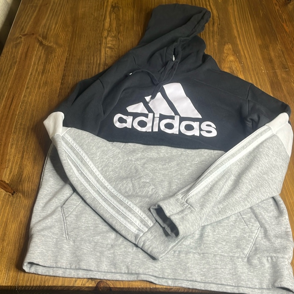 Black and white adidas hoodie mens XL